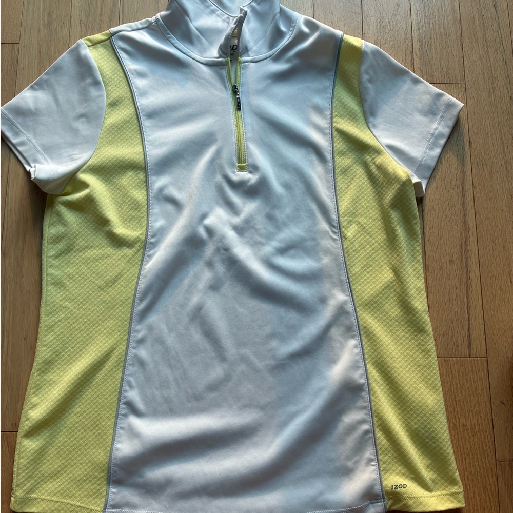 Izod White and Yellow Cool-FX Golf Shirt